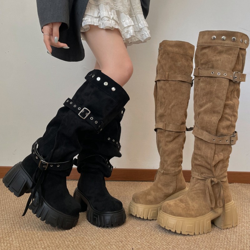 Women'S Fashion Knee High Boots - Женские высокие сапоги в стиле панк