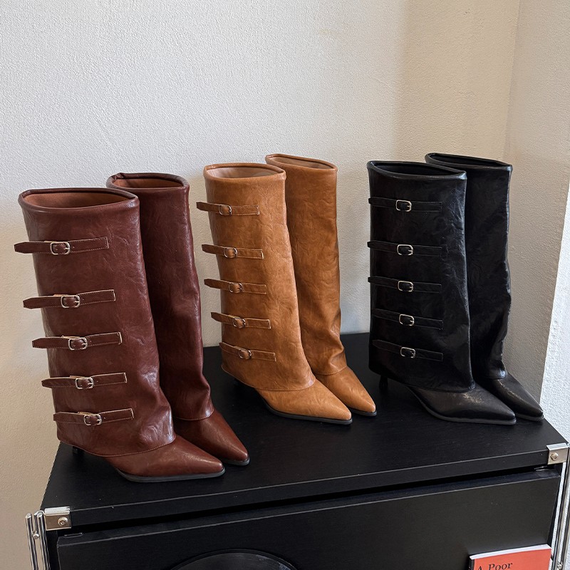 Women'S Fashion Knee High Boots - Новые осенне-зимние женские сапоги с заостренным